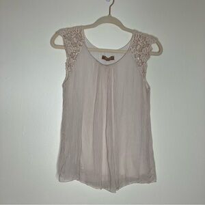 Carla Conti feminine romantic ivory cream silk blouse S